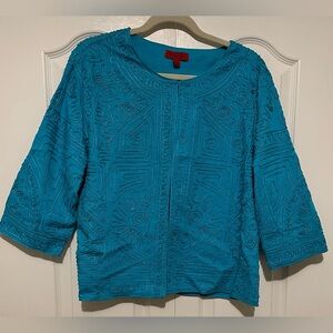 Turquoise Embroidered Women's Blouse
